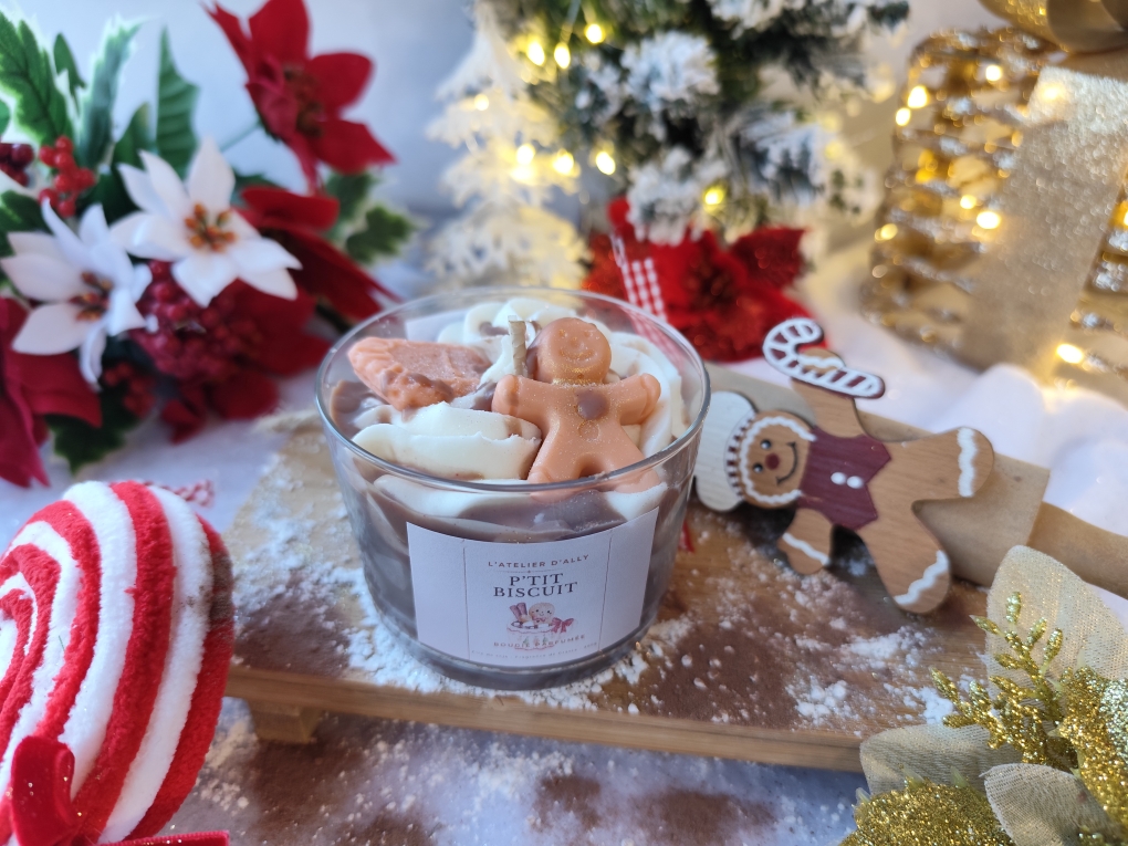 Bougie artisanale “P’tit Biscuit” – parfum pain d’épices – L’Atelier d’Ally