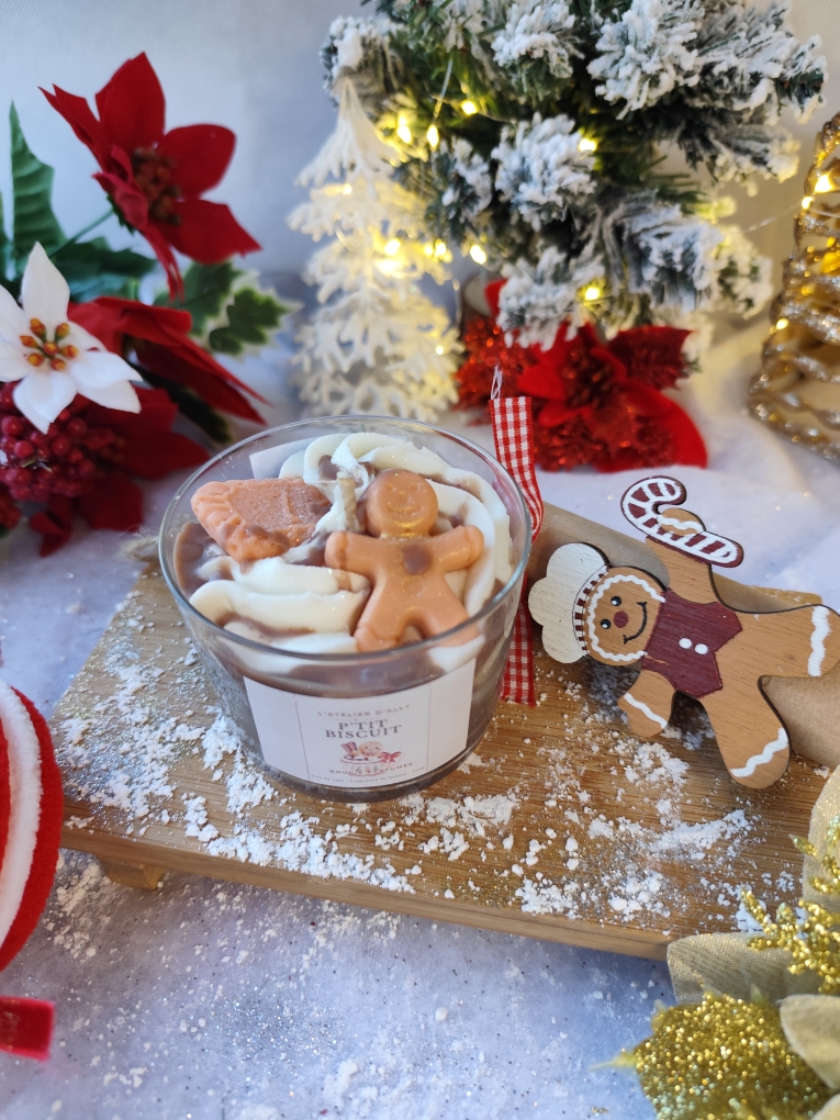 Bougie gourmande “P’tit Biscuit” au parfum de pain d’épices – cire de soja naturelle