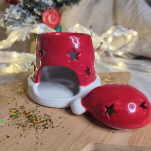 Brûleur de Noël en céramique – modèle bonnet rouge