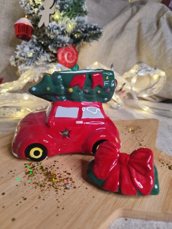 Brûleur Voiture de Noël avec couvercle sapin retiré pour l’emplacement du fondant
