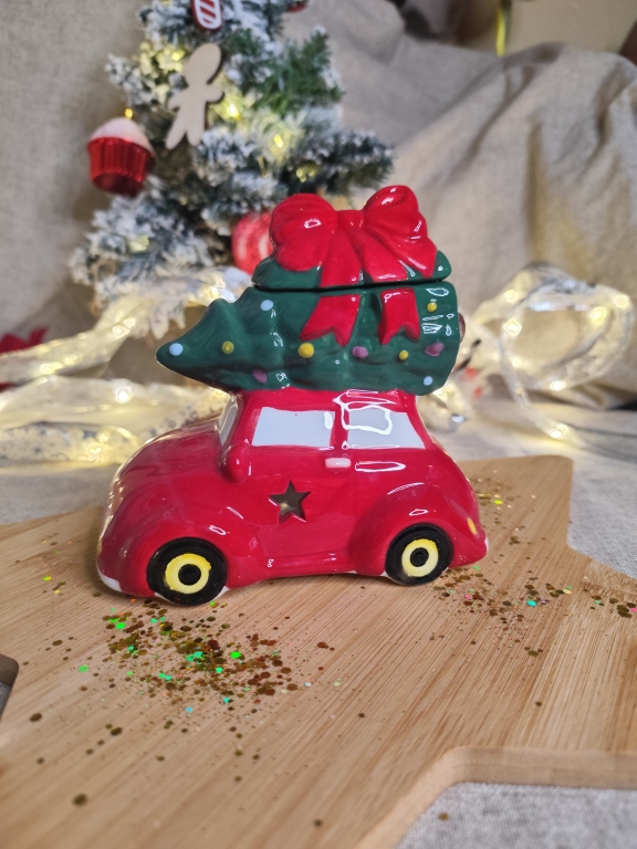Brûleur en forme de voiture de Noël rouge avec sapin décoratif – L’Atelier d’Ally