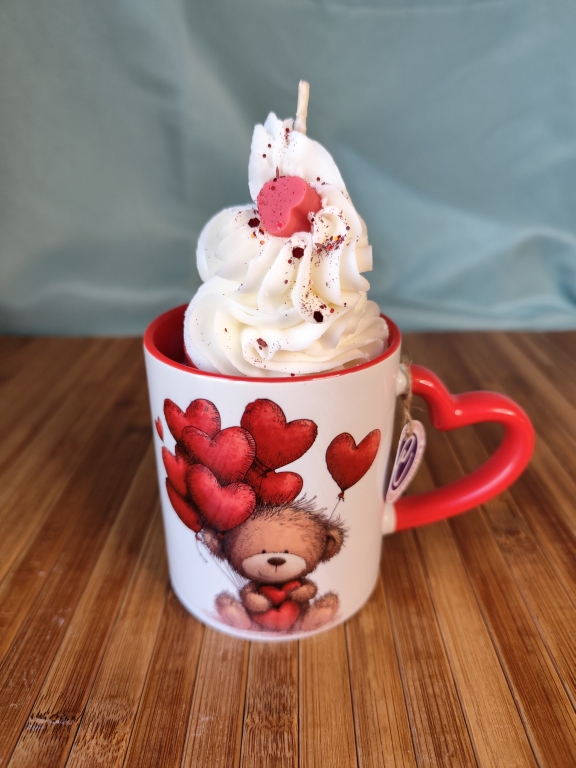 Duo Tendresse mug et bougie cupcake artisanale parfum Pomme d’Amour