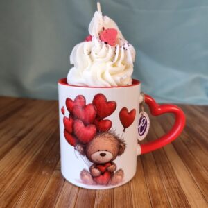 Mug illustré avec bougie cupcake parfumée – cadeau artisanal