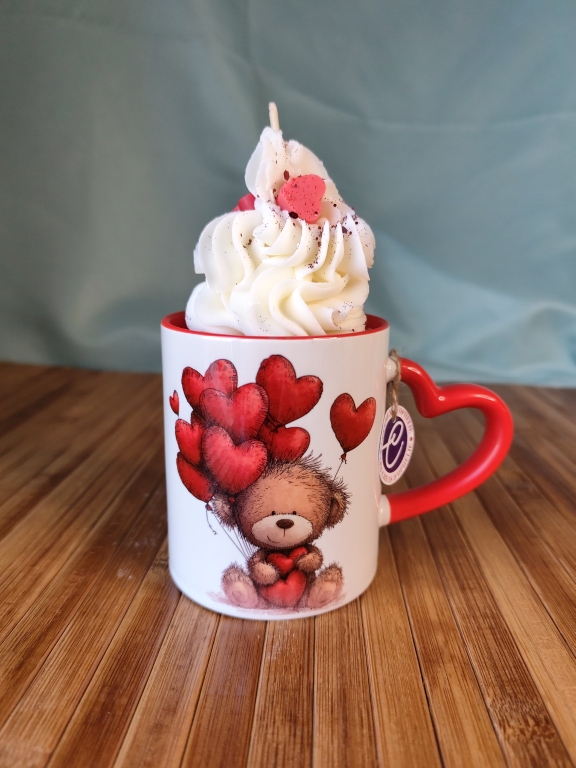 Mug illustré avec bougie cupcake parfumée – cadeau artisanal